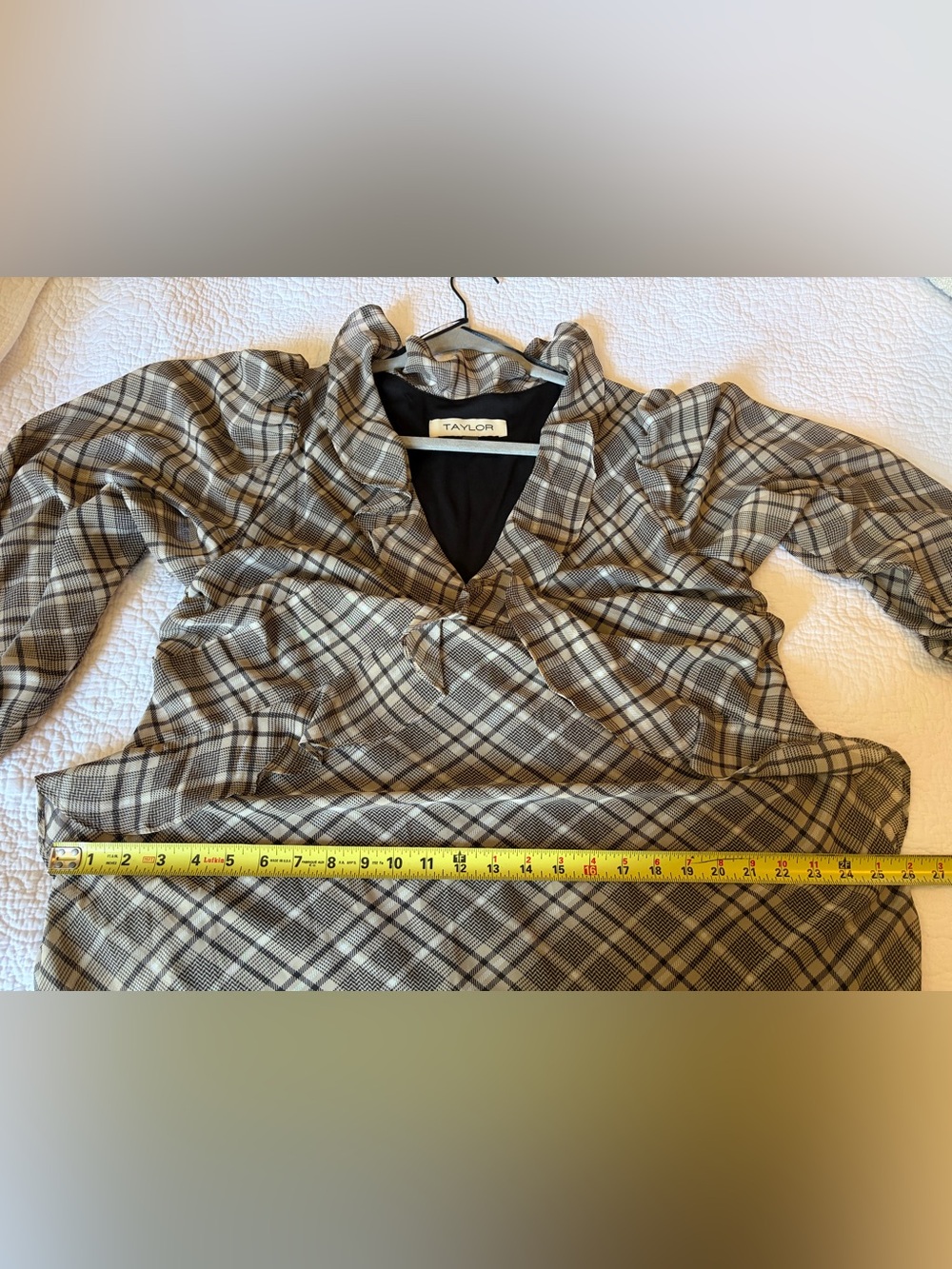 Taylor Long Plaid Ruffle-Front Dress - Picture 7 of 7